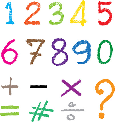 The number drawn by a crayon. Vector illustration.
