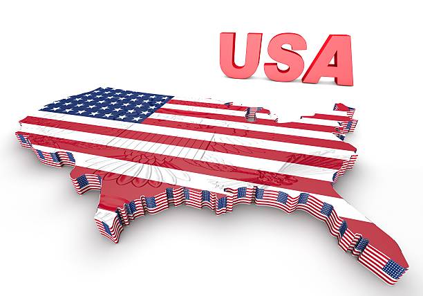 U.S.A. mapped flag in 3D illustration .