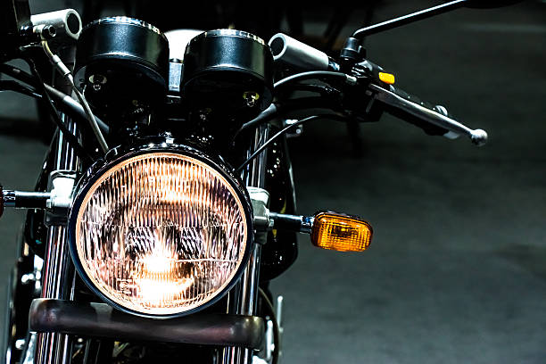 vintage classic Motorcycle head light vintage classic Motorcycle headlight hardcore music style stock pictures, royalty-free photos & images