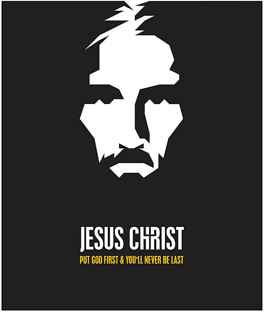 JESUS CHRIST JESUS CHRIST vector stylized portrait jesus christ head stock illustrations