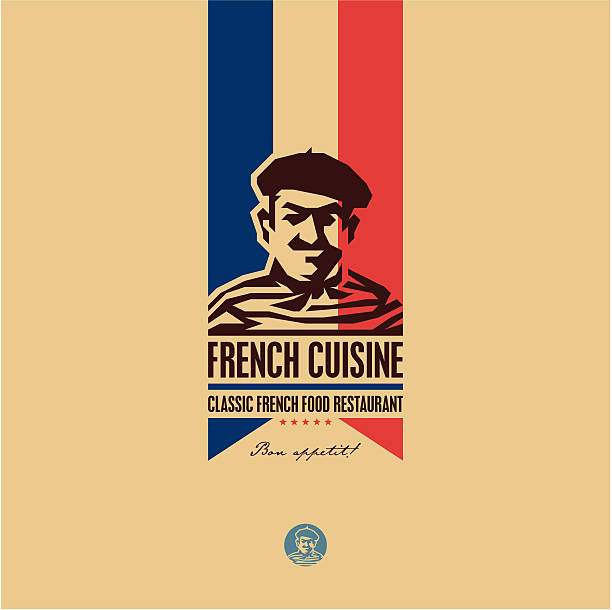 French food, French cuisine restaurant logo, French man icon, bon appetit, bon appetit