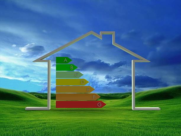 istock 3d illustration of house with energy efficiency symbol 522153413