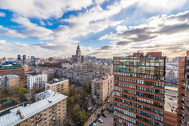 istock Modern apartment buildings in Moscow Top View 522154327
