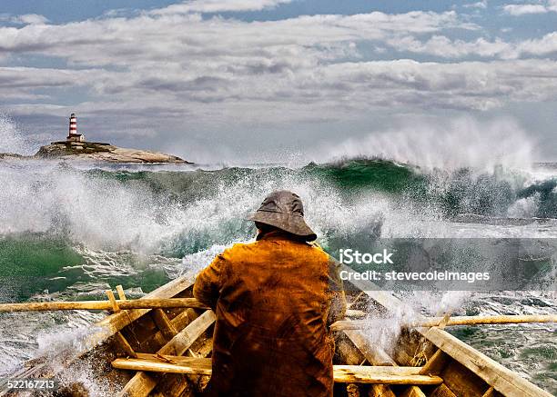 Old Man And The Sea In A Skiff Stock Photo - Download Image Now - Storm, Lighthouse, Nautical Vessel