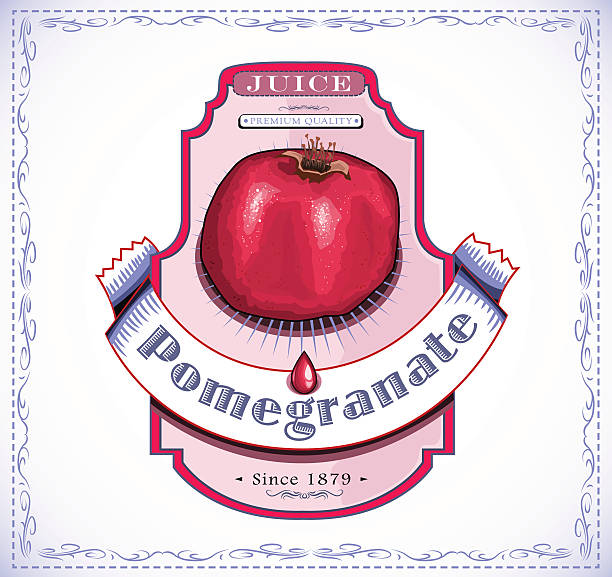 Ripe pomegranate fruit on a juice or food product label vector art illustration