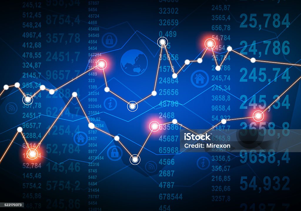 abstract financial graph on background of falling numbers. abstract financial graph on background of falling numbers Chart Stock Photo