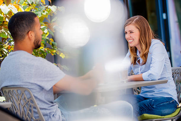 istock Happy Couple Enjoying Sitting in a Cafe 522170601