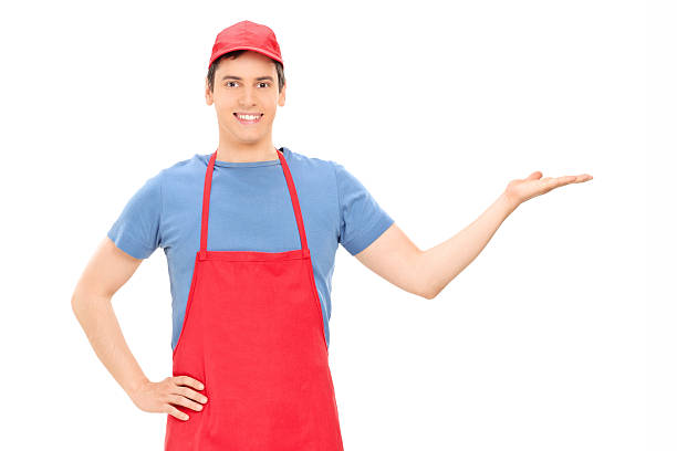 istock Male vendor gesturing with his hand 522171899