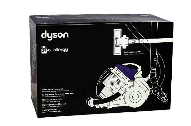 Carton box of Dyson DC 29 DB Allergy Rishon Le Zion, Israel - November 12, 2013: Cardboard box of Vacuum Cleaner Dyson DC 29 DB Allergy. Dual mode floor tool. For high dirt pick-up on every floor type. Imported to Israel dyson brand name photos stock pictures, royalty-free photos & images