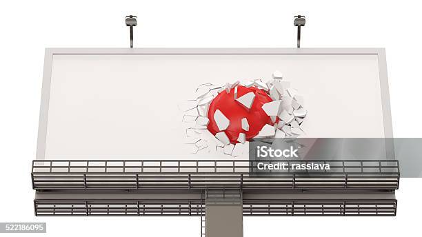 Broken Billboard Isolated On White Background Stock Photo - Download Image Now - Billboard, Breaking, Broken