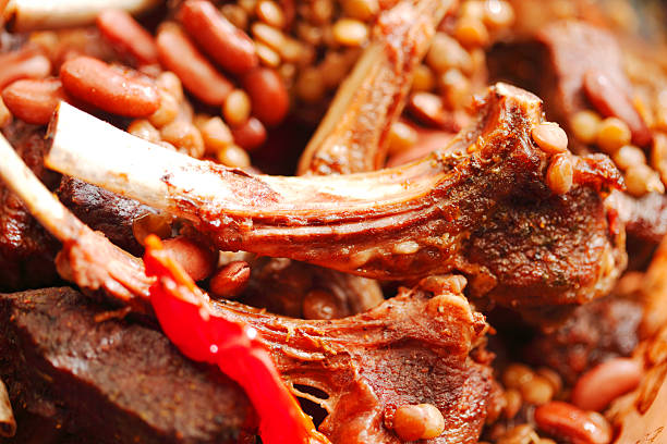 Roasted ribs and vegetables