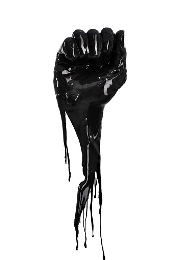 Black paint outlining a hand