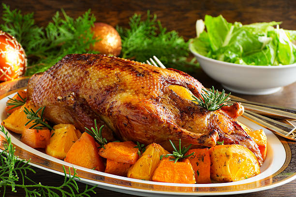 istock Roast duck with pumpkin and oranges. 522202891