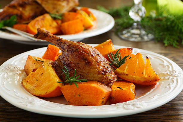 istock Roast duck with pumpkin and oranges. 522203067