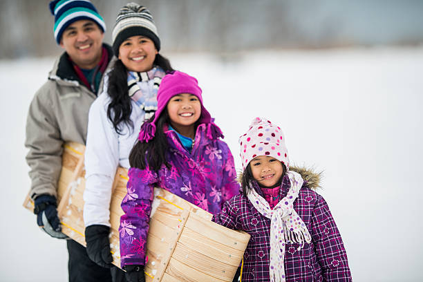 istock Happy family in winter 522204419
