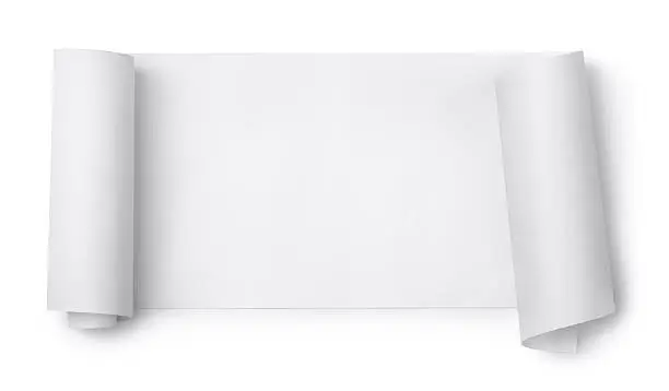 Blank paper scroll isolated on white