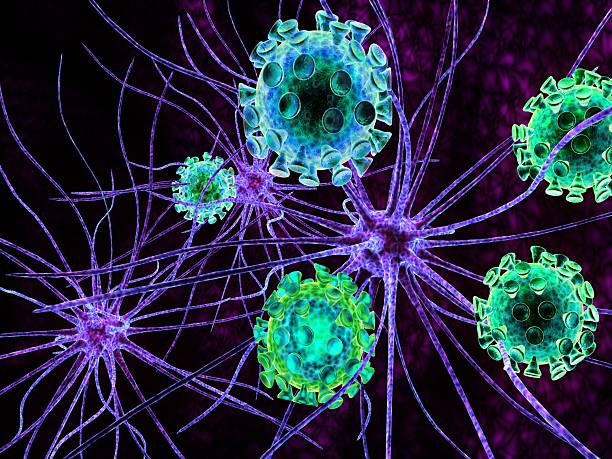 istock 3d illustration of viruses attacking nerve cells 522205475