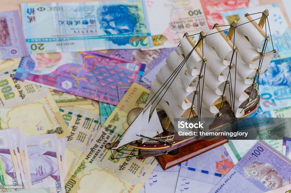 Background of asian currency Background of asian currency with barque Asia Stock Photo