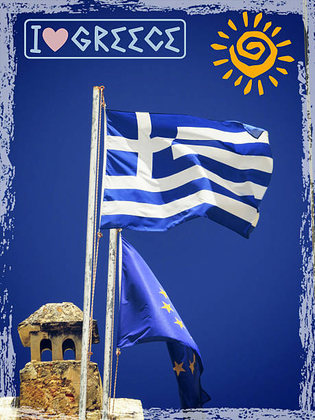 flaga grecji - wanderurlaub zdjęcia i obrazy z banku zdjęć