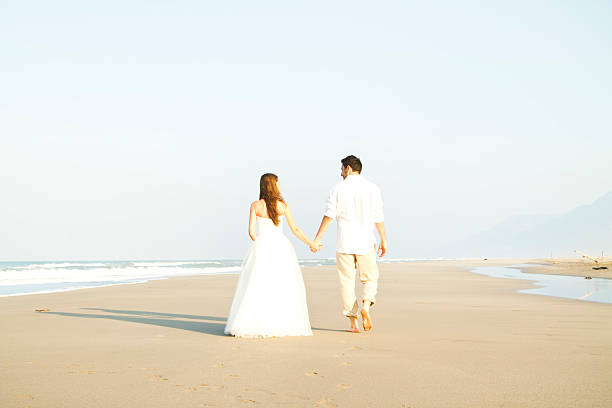 istock Bride and groom at beach 522220181