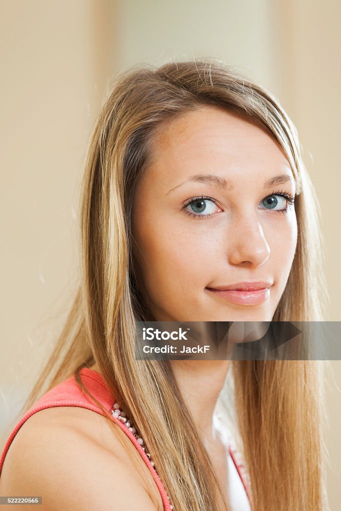 Close-up portrait of girl Happy girl with flowing hair and wide smile 20-29 Years Stock Photo