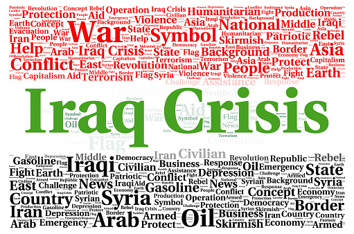 Iraq crisis word cloud shape concept