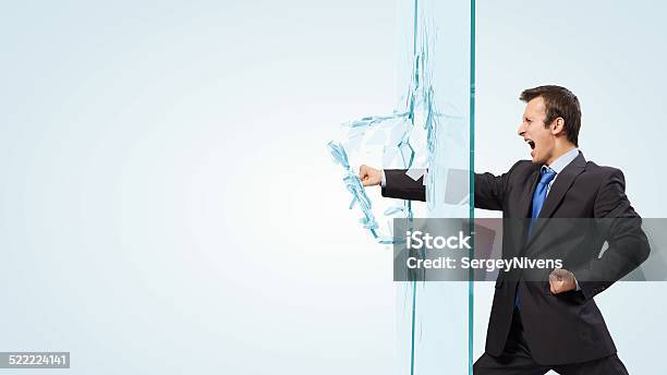 Man Breaking Glass Stock Photo - Download Image Now - Adult, Aggression, Business