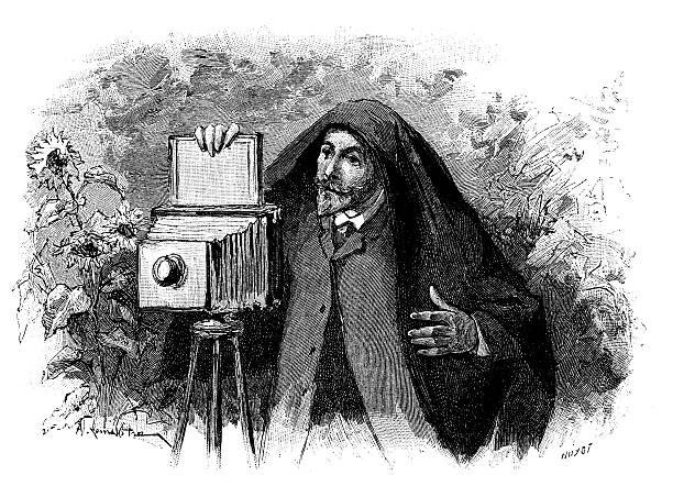 ilustrações de stock, clip art, desenhos animados e ícones de antiguidade ilustração de fotógrafo - camera engraving old retro revival