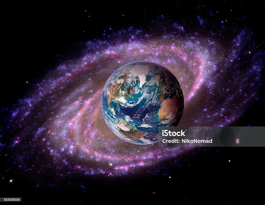 Earth Space Universe Galaxy Earth world galaxy stars space universe background. Elements of this image furnished by NASA. Globe - Navigational Equipment Stock Photo