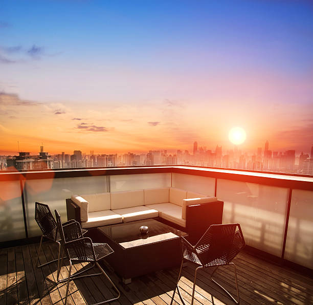 istock rooftop restaurant look at modern city landscape the sunset 522226043