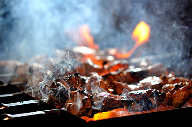 istock Juicy slices of meat prepare on fire 522240859