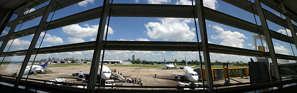 National airport in Buenos Aires with airplanes stock photo