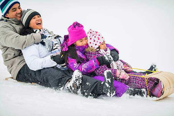 istock Happy family in winter 522243601