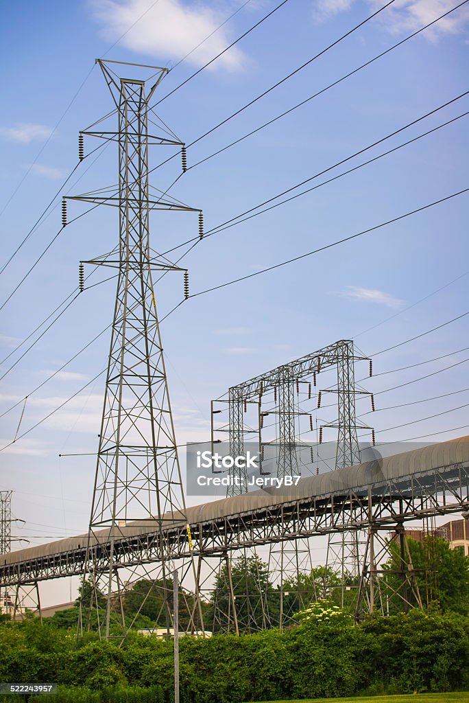 Power Line Stack Powerlines Structure Stock Photo - Download Image Now - Blue, Cable ...