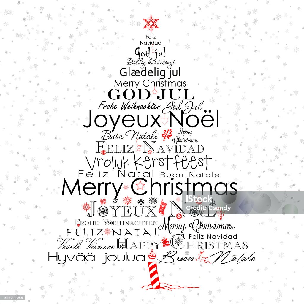 Typography Christmas tree Typography Christmas tree on snowing background. Christmas stock illustration