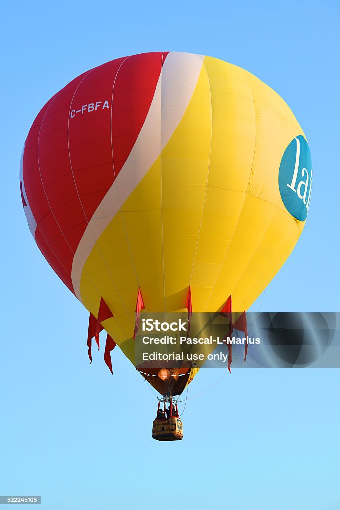 Balloon in flight Saint-Jean-sur-Richelieur, Québec, Canada - August 11, 2014: International Balloon Festival of Saint-Jean-sur-Richelieu 2014, Balloon alone in flight. 2014 Stock Photo