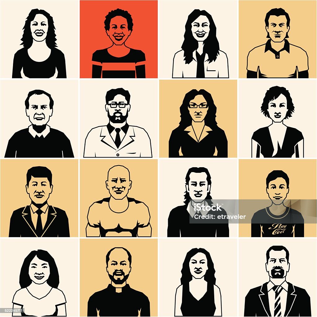 People icons people icons black vector silhouette Human Face stock vector