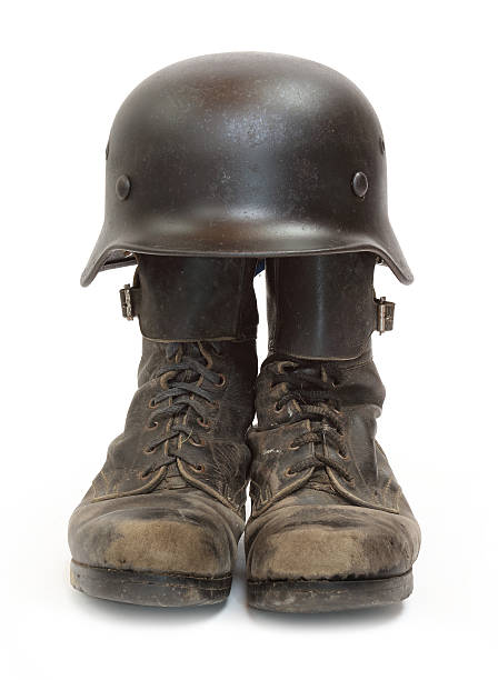 Retro Military Helmet And Boots Stock 