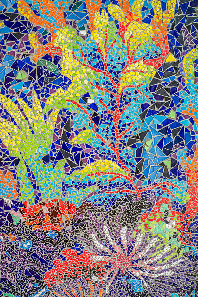 istock Art of glazed tile coral on sanctuary wall 522247405