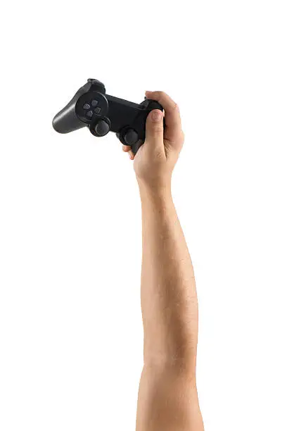 Joystick in hands (Clipping path)