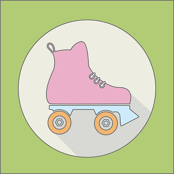 roller skate icon with a long shadow vector art illustration