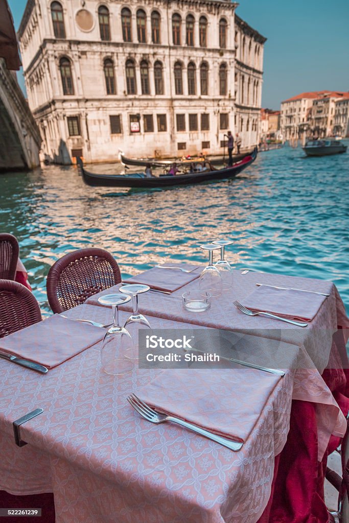 Table in a restaurant in Venice Table in a restaurant in Venice. Architecture Stock Photo