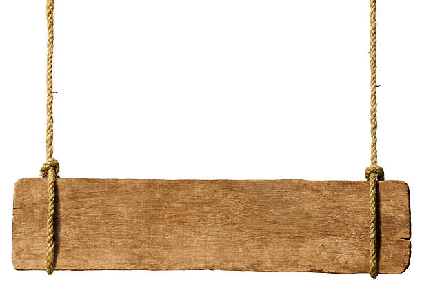 istock Wooden sign hanging from ropes 522262537
