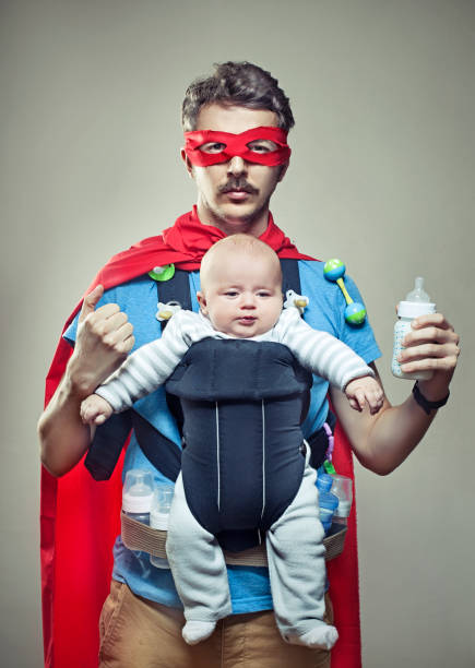 superdad - superhero humor men cape imagens e fotografias de stock