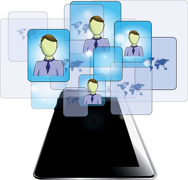 istock Illustration of tablet with business people isolated on white background 522263183