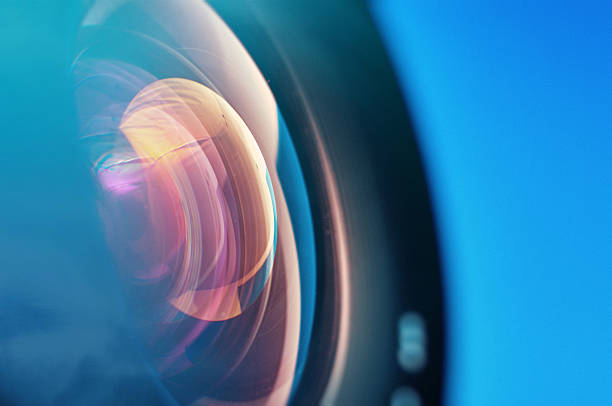 istock Professional photo lens closeup with colorful reflections. 522263795