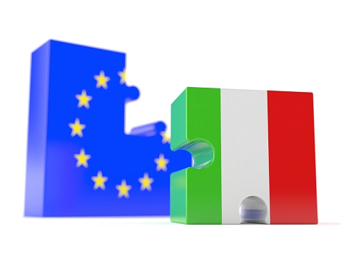 European union with italy isolated on white background