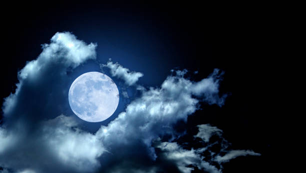 istock Full moon with blue and dark sky 522275055