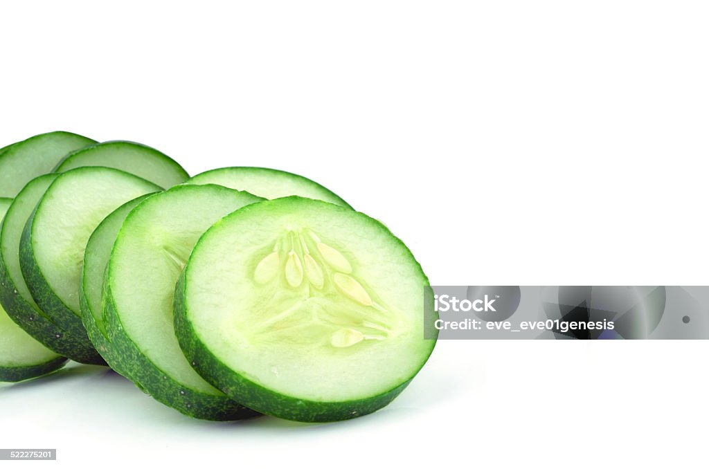 Cucumber and slices isolated over white background Circle Stock Photo