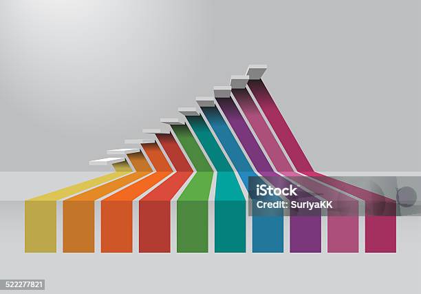 Color Spectrum For Business Step Chart Stock Photo - Download Image Now - Business, Chart, Computer Graphic
